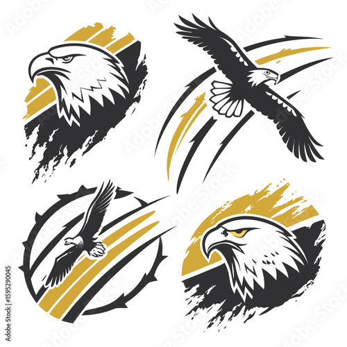 Majestic eagles soaring with bold abstract elements bird flight