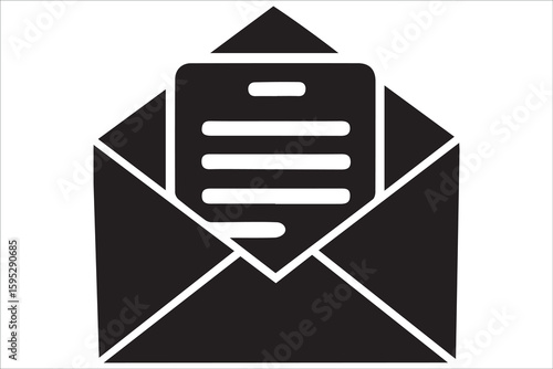 Black Envelope Icon One New Message Notification Symbol Digital Communication Interface Element
