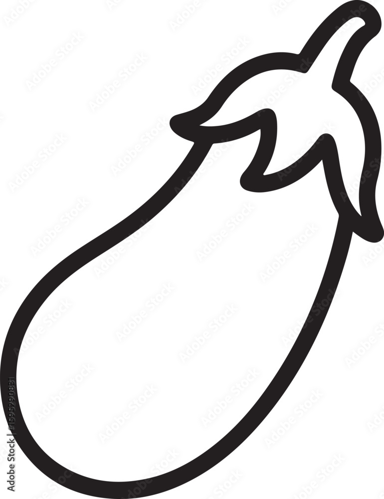 Fototapeta premium Black outline of an eggplant vegetable food