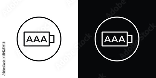 AAA battery icons. linear trend modern icons set