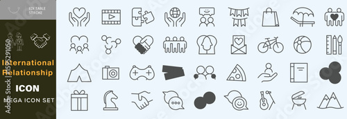  Handdrawn international relationship icon set