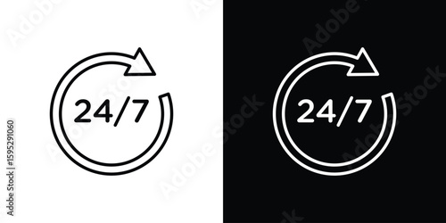 24 7 icons. linear trend modern icons set