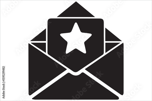 Black Envelope Icon One New Message Notification Symbol Digital Communication Interface Element
