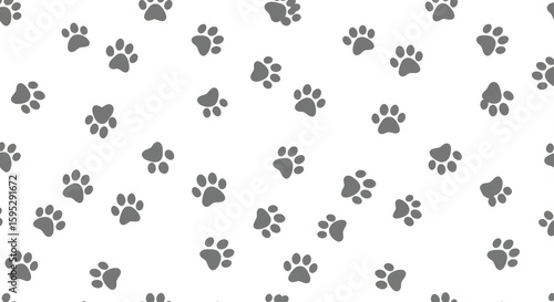 Repeating Paw Prints Pattern on White Background