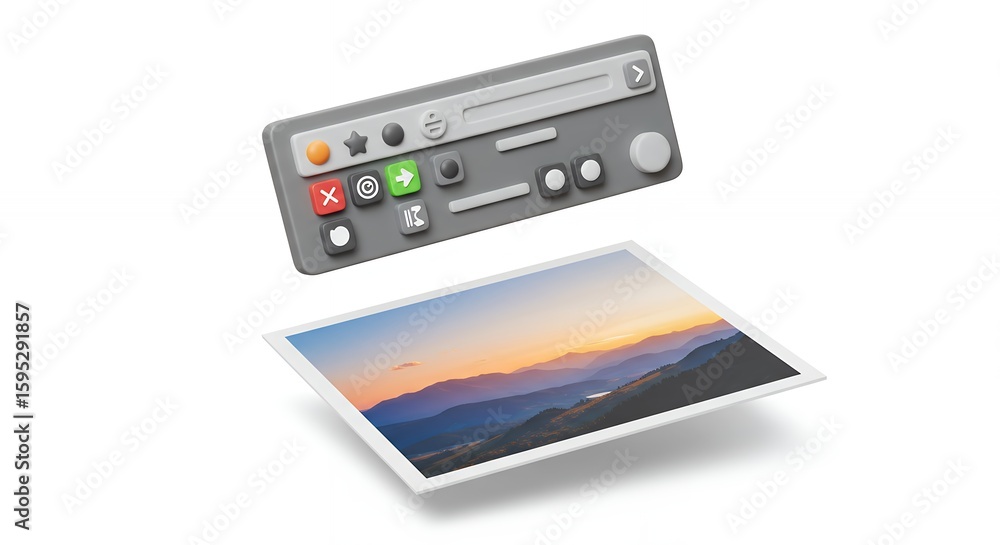 Fototapeta premium Technology interface design illustration sunrise landscape