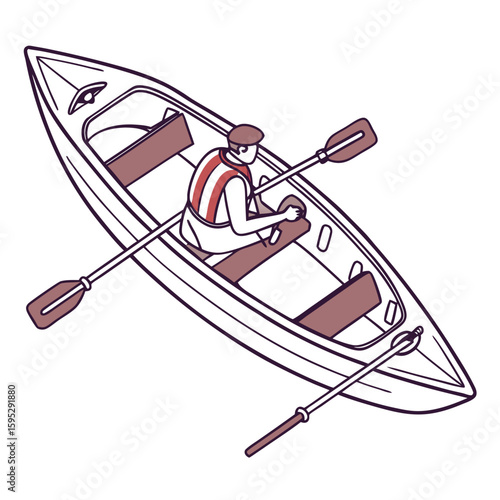 Person rowing a boat with oars watercraft