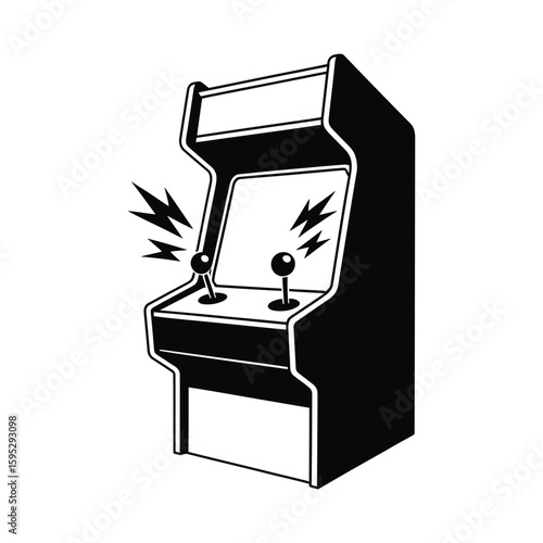 Retro arcade game machine silhouette isolated on white background