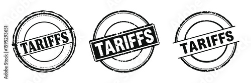 Three grunge stamps with the word Tariffs clearly visible  vector illustration