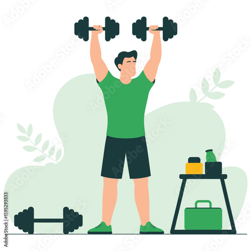 silhouette of a man exercising with dumbbells