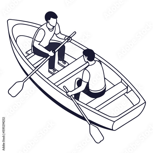 Two people rowing a boat watercraft oars