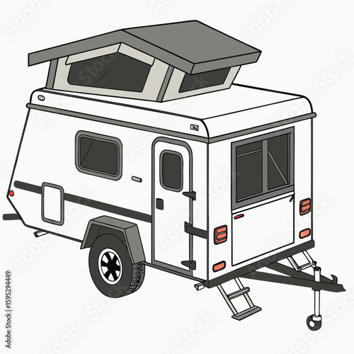 White camping trailer with pop up roof and gray accents camper travel trailer