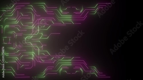 Neon Tech Circuit Background – Futuristic Digital Grid Animation