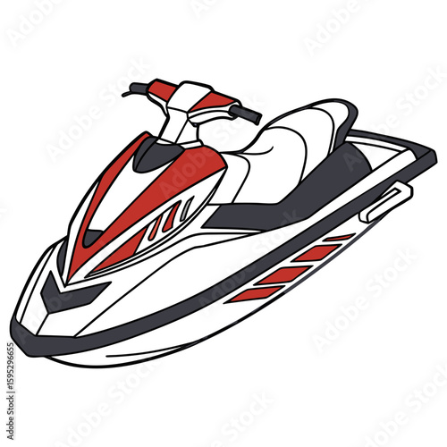 Sleek red and white watercraft jet ski personal watercraft