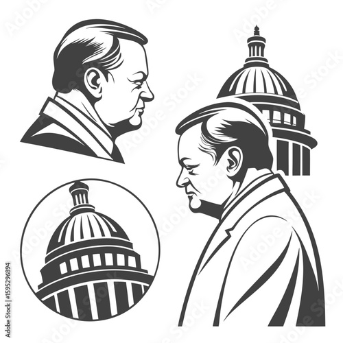 Statesman and capitol building art government politics