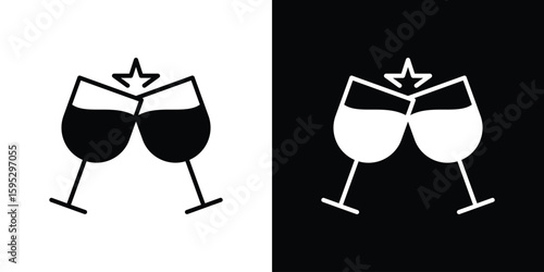 Wine toast icon in modern thin line and glyph concept.