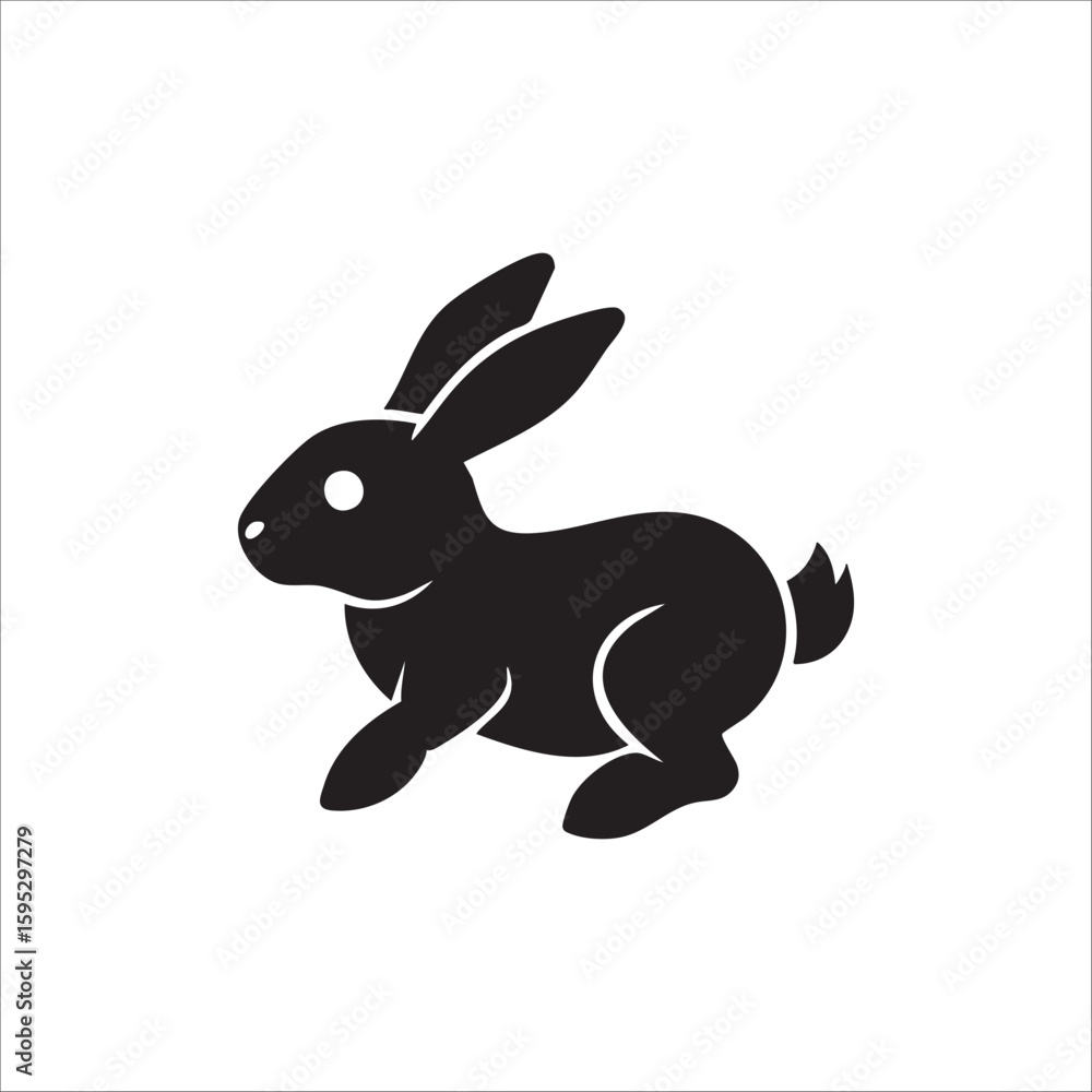 Obraz premium vector illustration of a black rabbit