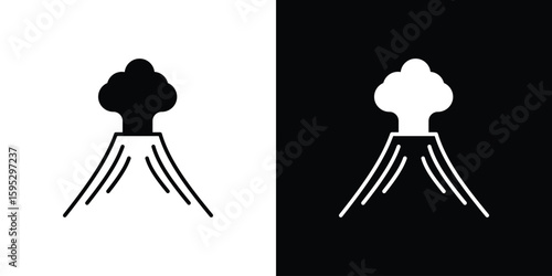 Volcano icon in modern thin line and glyph concept.