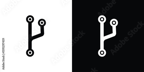Version control icon in modern thin line and glyph concept.