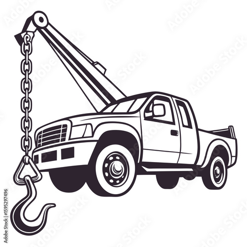 Tow truck lifting hook and chain towing
