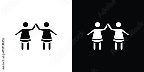 Twin icon in modern thin line and glyph concept.