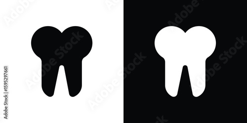 Tooth icon in modern thin line and glyph concept.