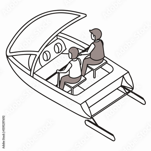 Two people in a pedal boat watercraft recreation
