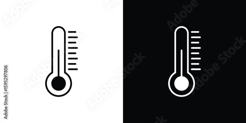 Thermometer icon in modern thin line and glyph concept.