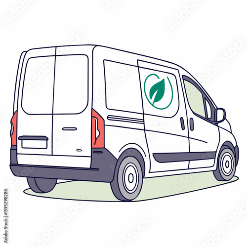 White delivery van with green leaf emblem white van