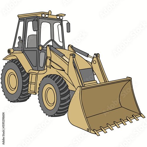 Yellow construction loader with large bucket bulldozer
