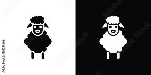 Sheep icon in modern thin line and glyph concept.