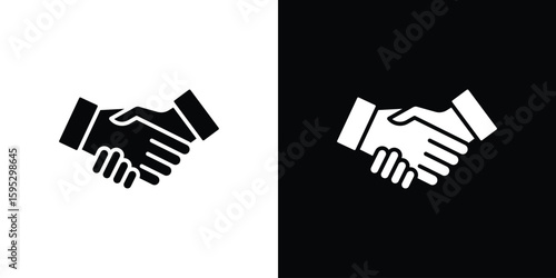 Shake hands icon in modern thin line and glyph concept.