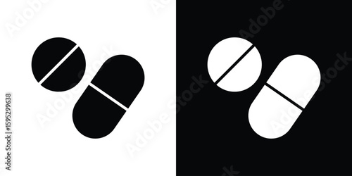 Pills icon in modern thin line and glyph concept.