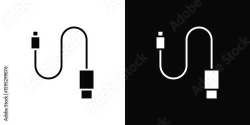 Phone cable icon in modern thin line and glyph concept.