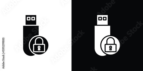 Pendrive security icon in modern thin line and glyph concept.