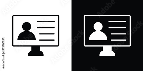 Online course icon in modern thin line and glyph concept.