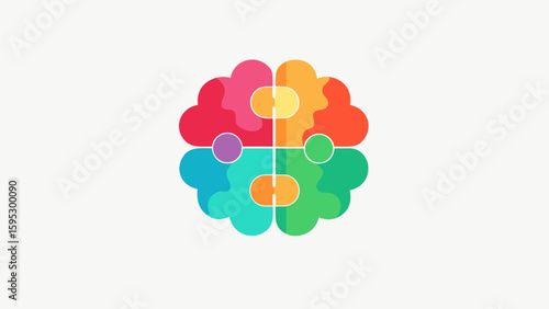Colorful abstract brain illustration symbolizing mental health, cognitive processes, emotional balance and psychological disorders