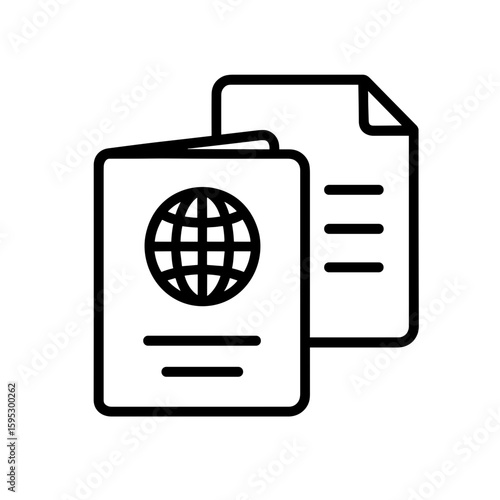 Stacked passports icon (outline) – travel document set symbol