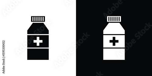 Medicine bottle icon in modern thin line and glyph concept.
