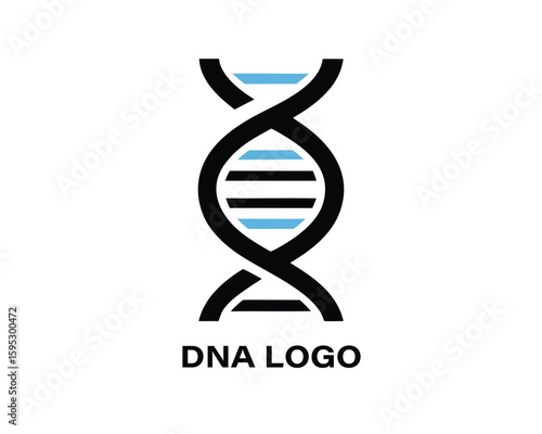 Clean vector graphic of a DNA double helix. Simple DNA Logo Design for Scientific Use