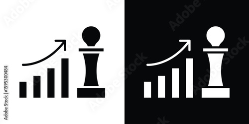 Marketing strategy icon in modern thin line and glyph concept.