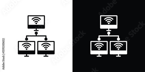 Local network icon in modern thin line and glyph concept.