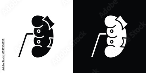 Kidney disease icon in modern thin line and glyph concept.