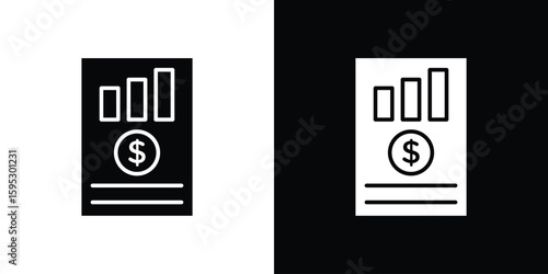 Income statement icon in modern thin line and glyph concept.