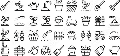 Garden line icons set. , Natural, agriculture vector illustration