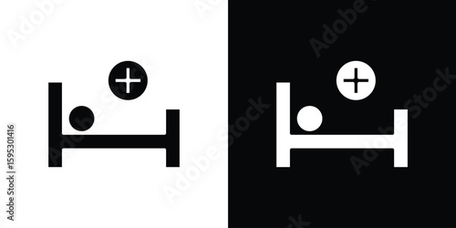 Hospital bed icon in modern thin line and glyph concept.