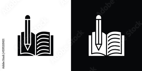 Homework icon in modern thin line and glyph concept.