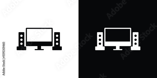 Home cinema icon in modern thin line and glyph concept.