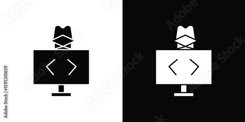 Hacker icon in modern thin line and glyph concept.