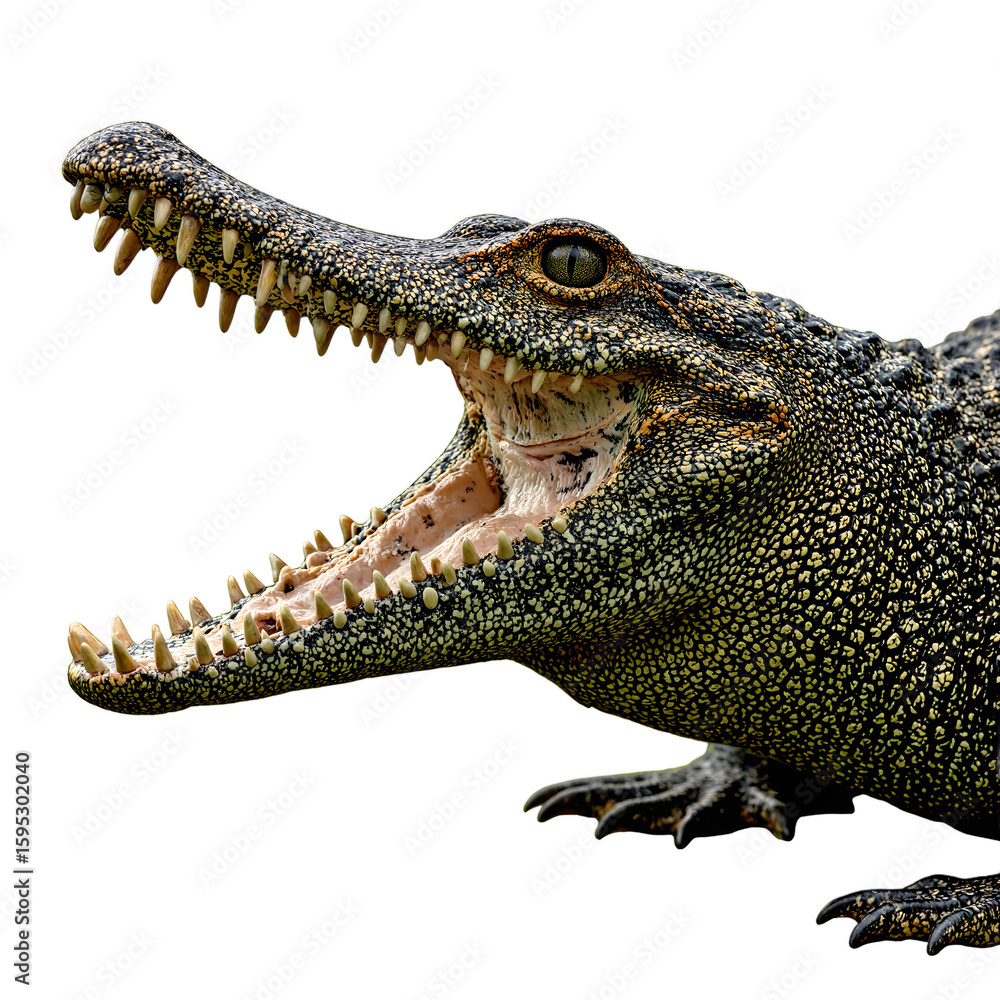 Obraz premium Close up of a menacing American alligator with textured skin formidable jaws and intense eyes exuding ancient strength and stealth