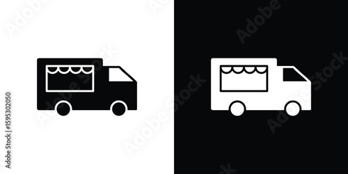 Food truck icon in modern thin line and glyph concept.